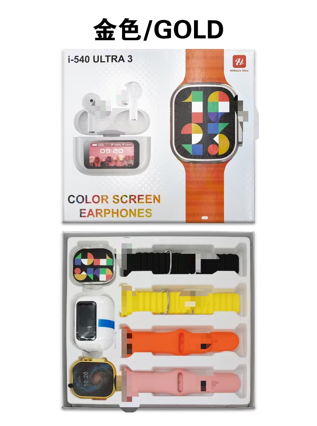 i-540ultra3 reloj inteligente Bluetooth + 5 generación de auriculares Bluetooth de pantalla a color con 4 correa