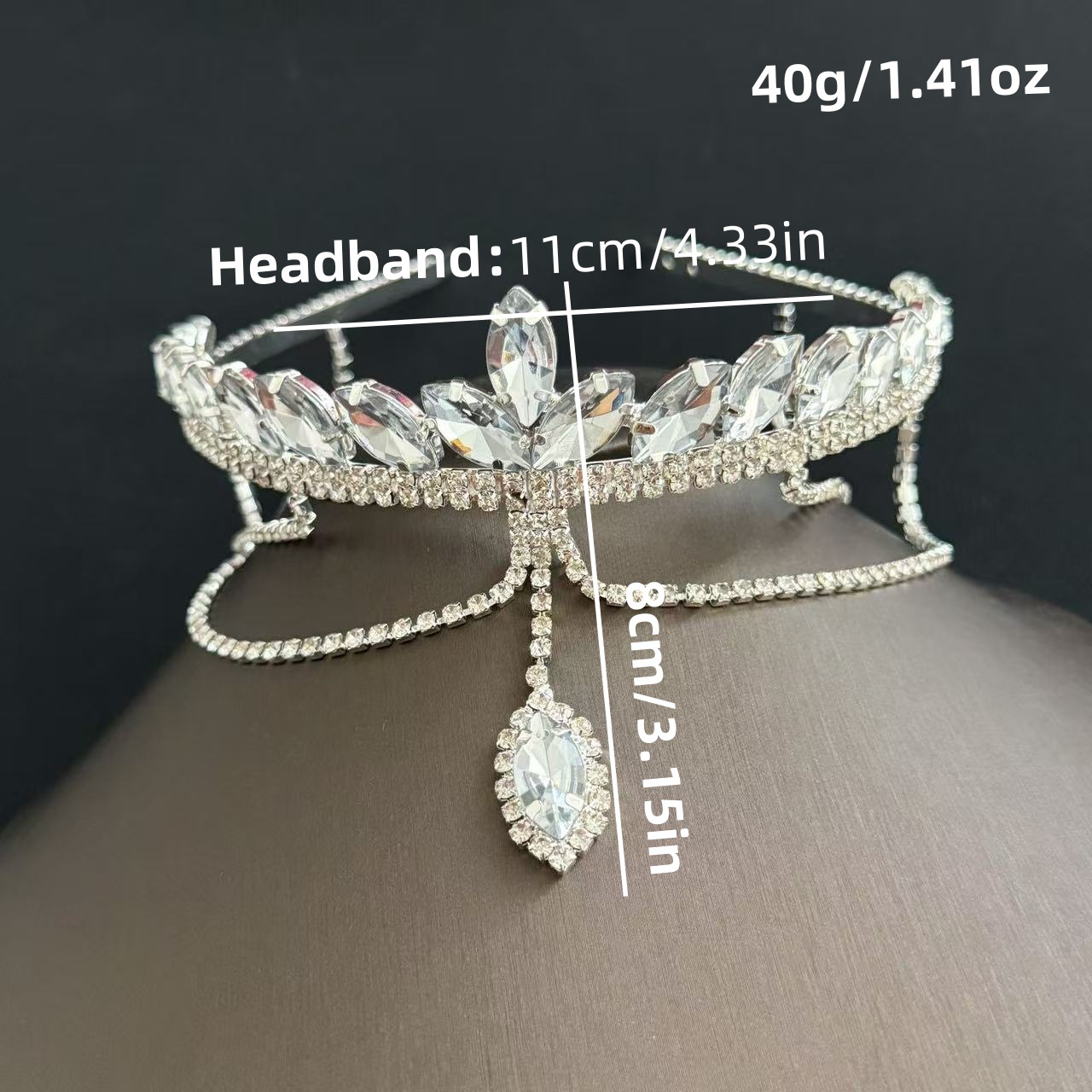 Tiara da sposa con strass e nappe gioielli per capelli_voghion.com
