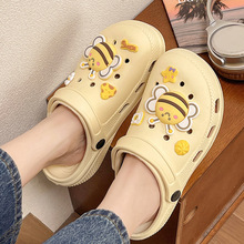 爆款小蜜蜂洞洞鞋女外穿批发居家室内ins时尚沙滩eva包头凉拖鞋女
