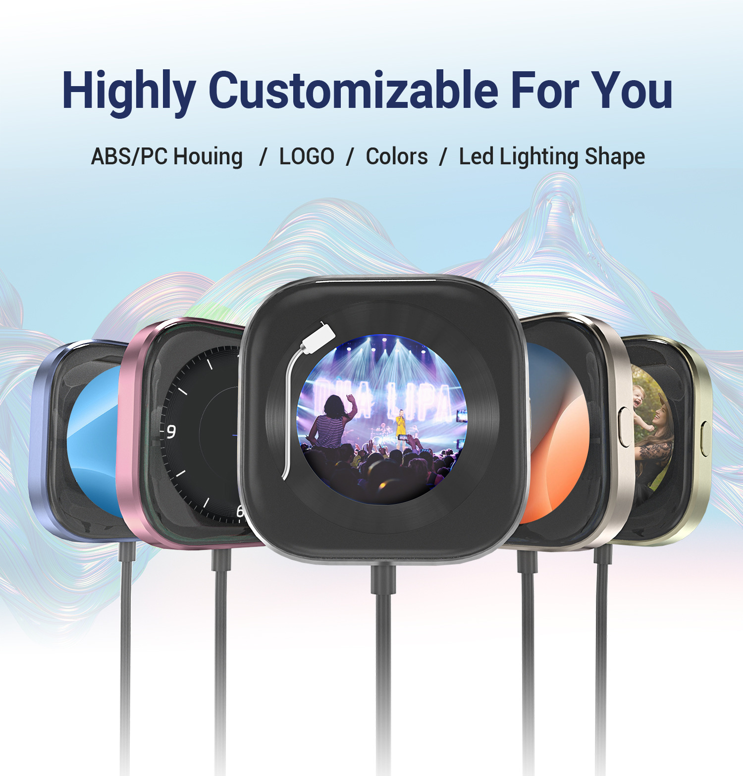 New Model with Screen, Wired to Wireless Carplay Portable Adapter for Apple Screen Projection