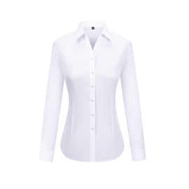 女士DP成衣免烫衬衫商务休闲正装  新款V领长袖职业高端衬衣