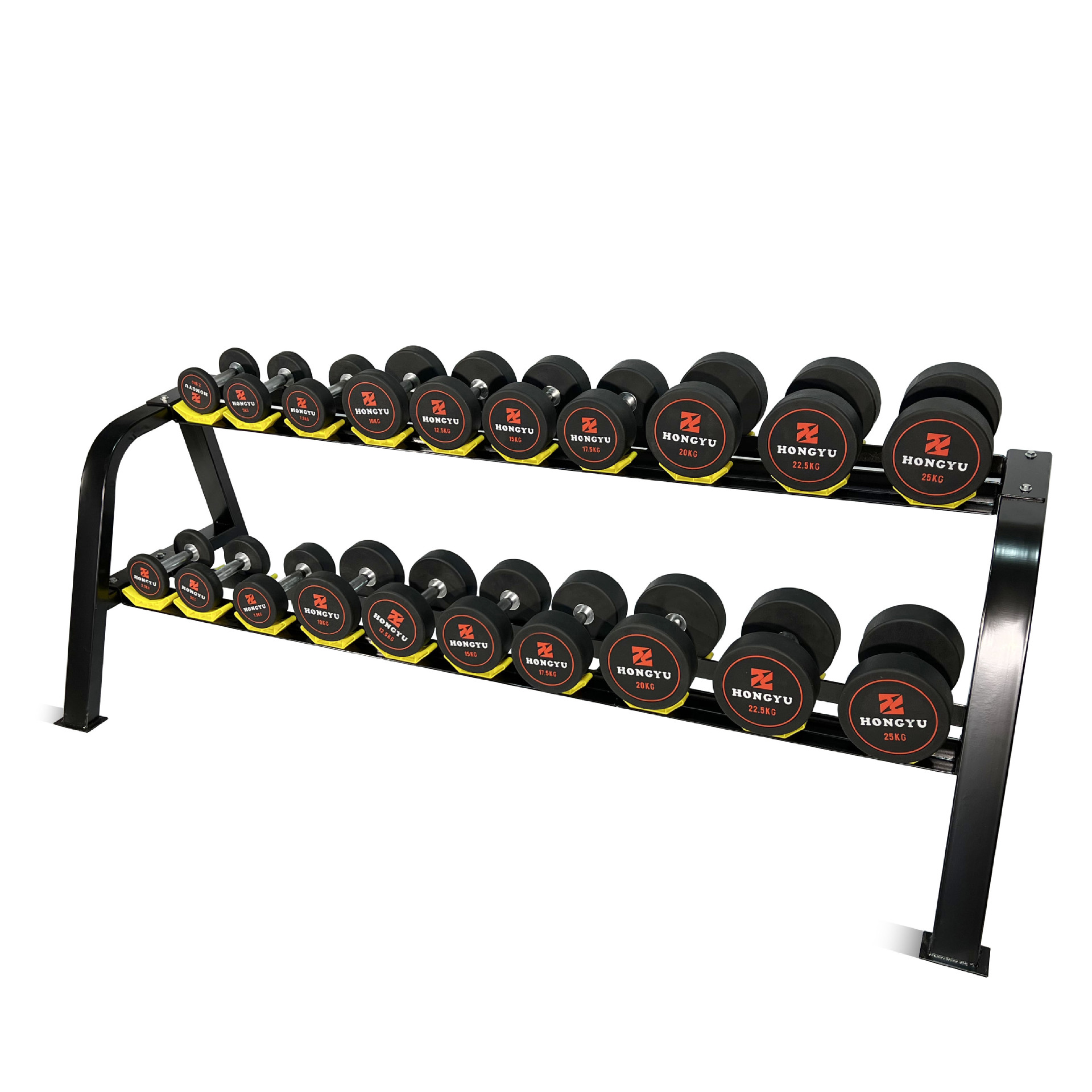 black rubber dumbbells