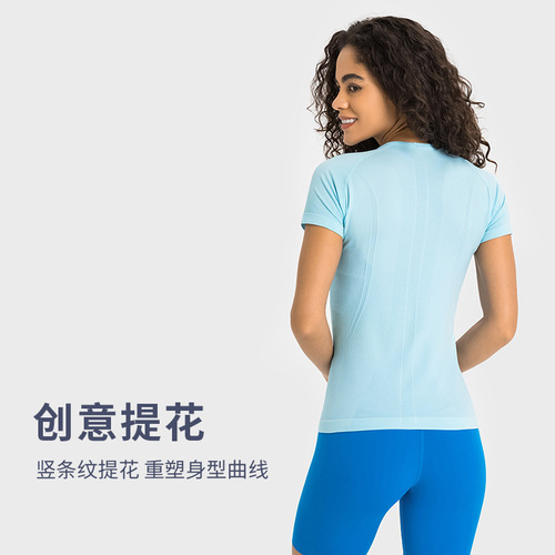 Spring new European and American slim and tall sports and leisure T-shirts for women, running and fitness round neck short-sleeved yoga tops