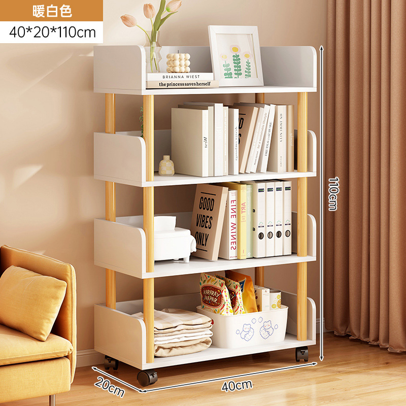 Estantería de almacenamiento de piso estante de almacenamiento dormitorio montado en la pared con ruedas simple moderno producto estante de almacenamiento estante