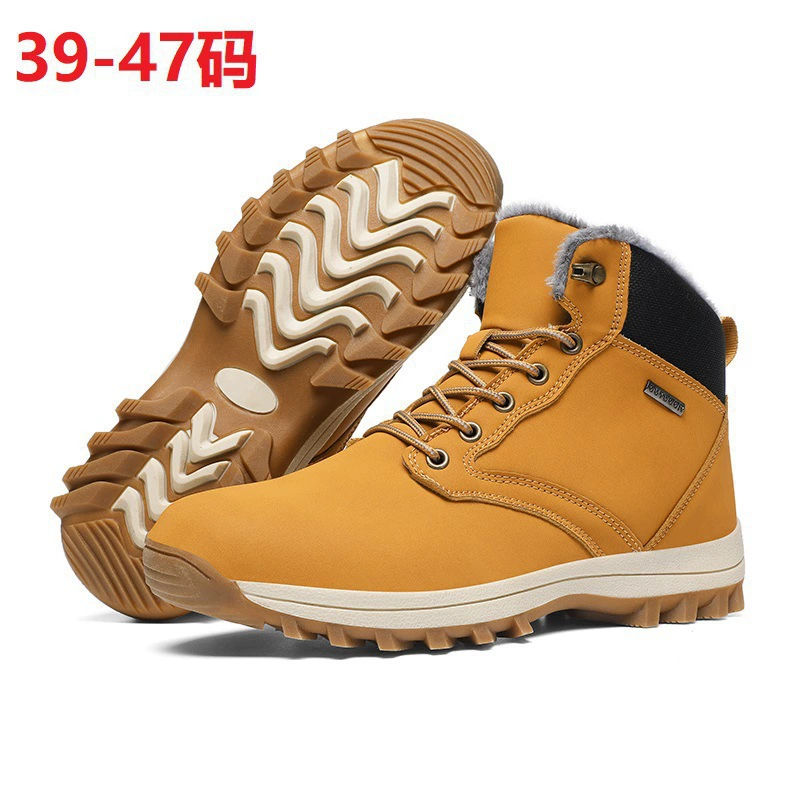 Снежные сапоги мужской трансграничный большой размер зимой новый бархатный утолщенный теплый хлопок обувь наружные нескользкие походные сапоги теплая обувь