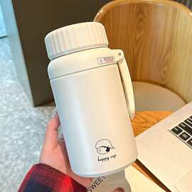 保温杯304不锈钢学生水杯便携帅气大容量高颜值防摔带茶隔保温壶