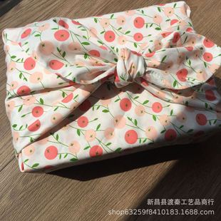 Japanese Style Furoshiki Wrapping Cloth Cherry Cotton Tiramisu Mid-Autumn Festival Dragon Boat Festival Rice Dumplings Gift Box Packaging to Absorb Sweat