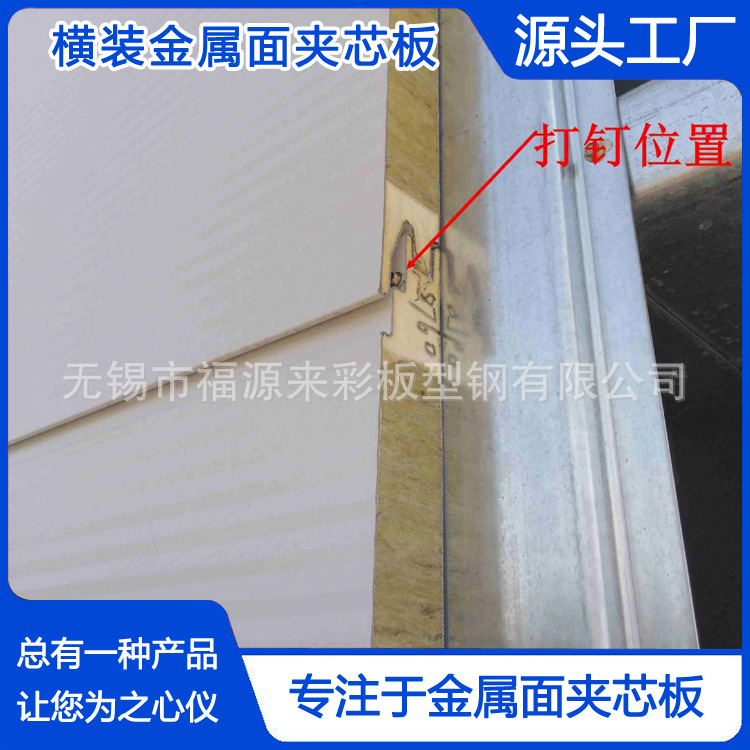 无锡福牌7.5cm金属幕墙用岩棉夹芯板 聚氨酯外墙岩棉横铺夹芯板