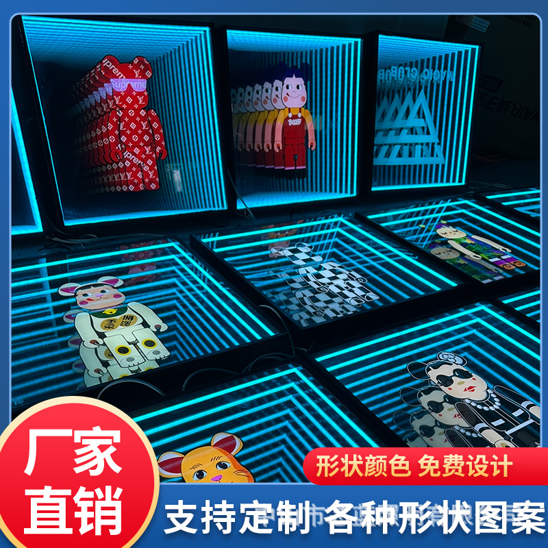 Abismo lazanospejo LED de fondo de puerta de red lámpara de cartel caja de neón al aire libre estereoscópico cartel publicitario de carácter luminoso