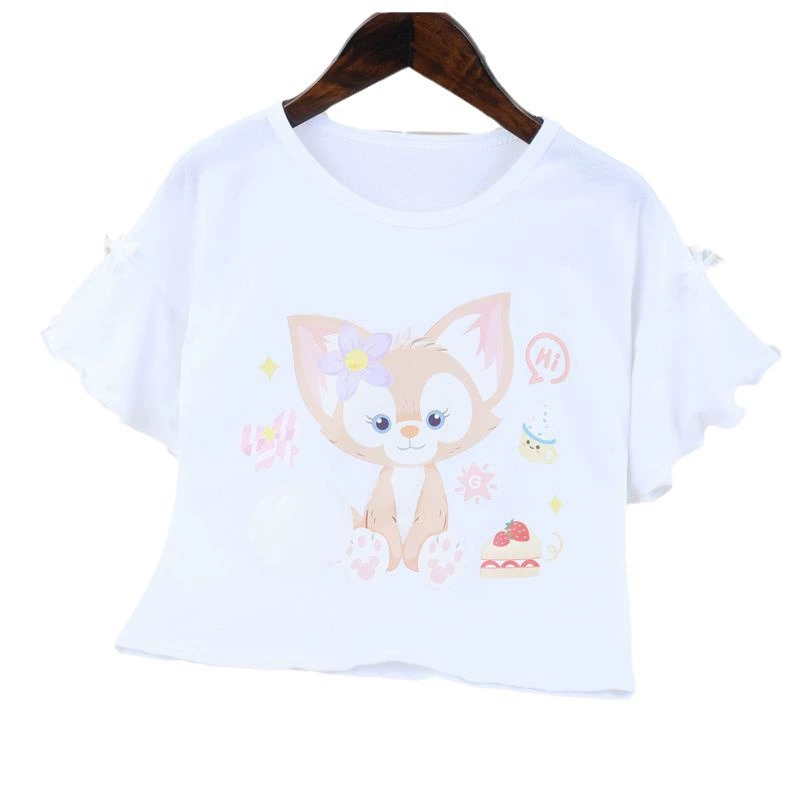 Summer thin children's fashionable body-friendly T-shirt for leisure, puff sleeves, with short sleeve, children's clothing