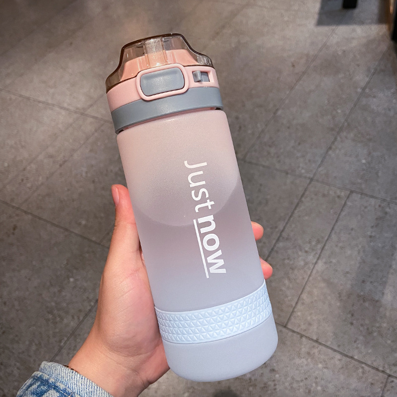 高颜値グラデーションコップ女子夏ins風学生プラスチック転倒防止大容量フロスト携帯ストローコップ|undefined