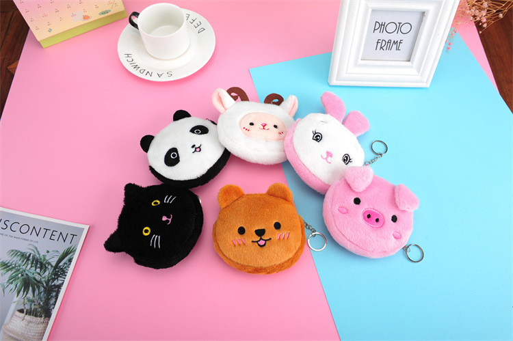Daily Occasion Plush Material Women's Cartoon Plush Zipper Kids Wallets