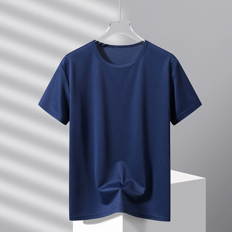Summer T-shirt with a round collar for work, quick dry silk shirt