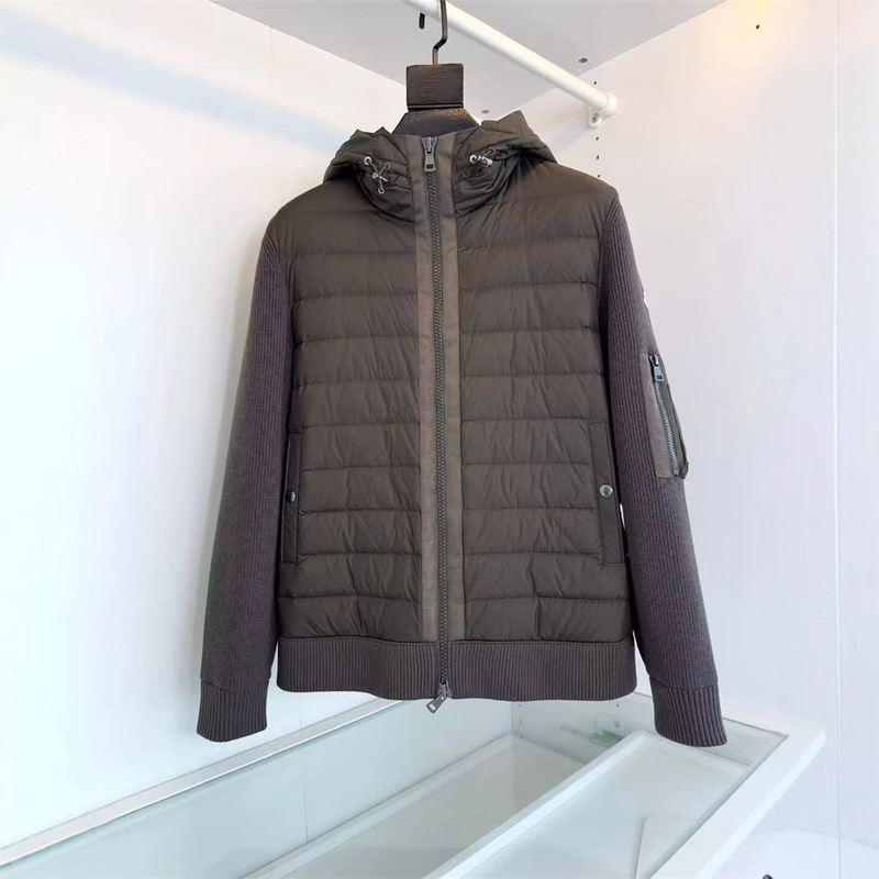 Big Brand Replacement Mc Mengkou*24 Autumn and Winter Fashionable Knitted Splicing down Hooded Jacket Thin down Jacket for Men Big Brand Replacement Mc Mengkou*24 Autumn and Winter Fashionable Knitted Splicing down Hooded Jacket Thin down Jacket for Men