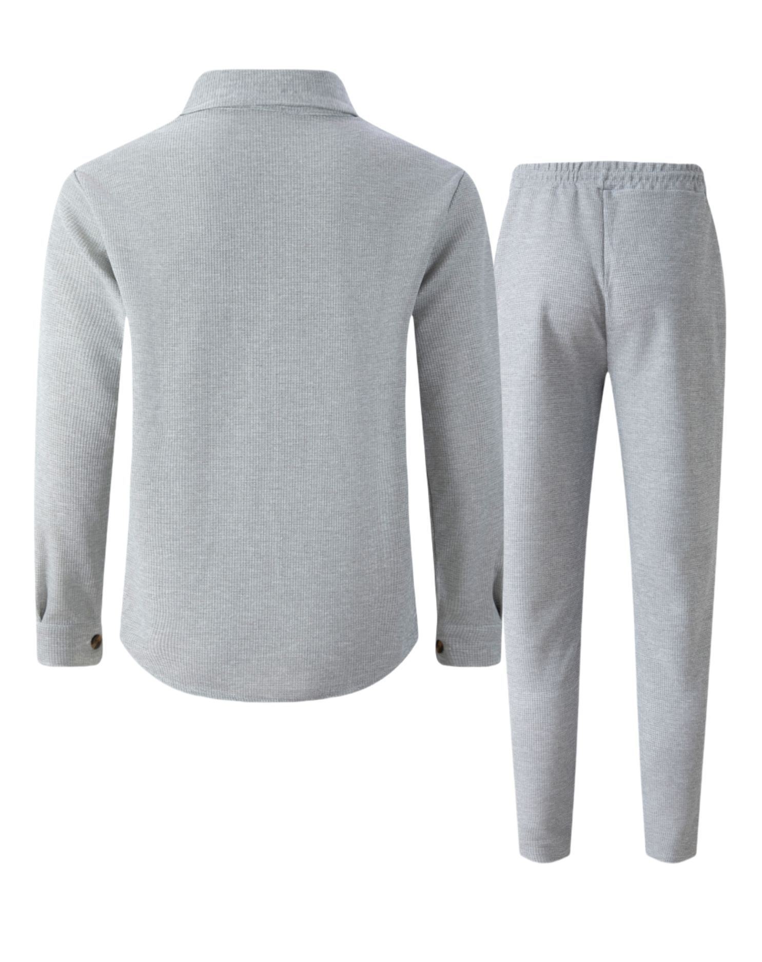 Completo uomo casual con giacca e pantaloni in waffle_voghion.com