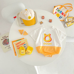 設計師品牌潮款0-2歲嬰兒衣服A棉男女寶透氣舒適包屁哈衣小熊爬服