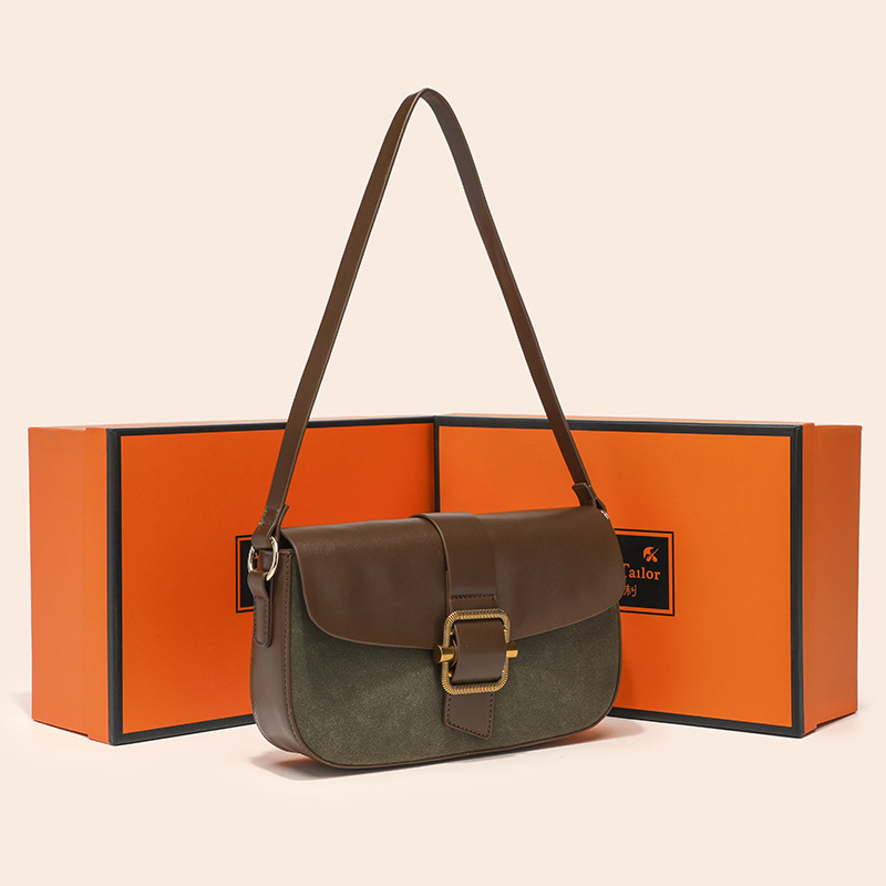 Bolsa de axila de costura mate de temperamento de alta calidad, diseño de nicho, bolso de hombro de color en contraste, bolso diagonal de viaje casual para mujer
