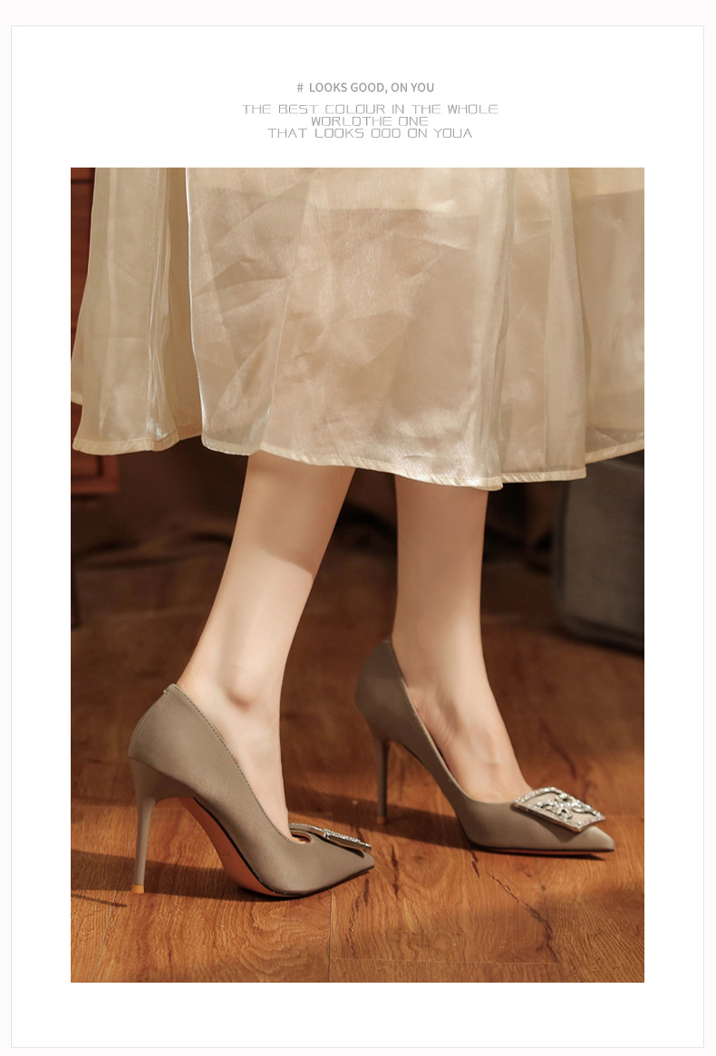 9888D-085 Stiletto Spitzschuh Strass Pendler Berufsschuhe Klassisch Vielseitig Täglich High Heels Elegant Schlicht_voghion.com