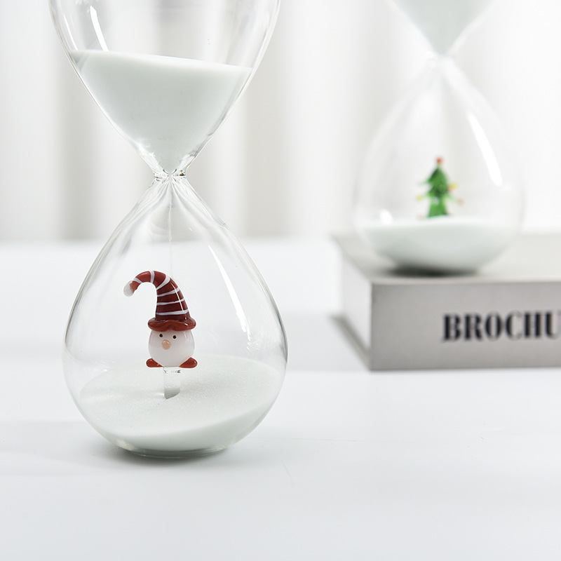 Creativo 30 minutos de Navidad reloj arena temporizador forma animal decoración del hogar artesanía vidrio fábrica al por mayor