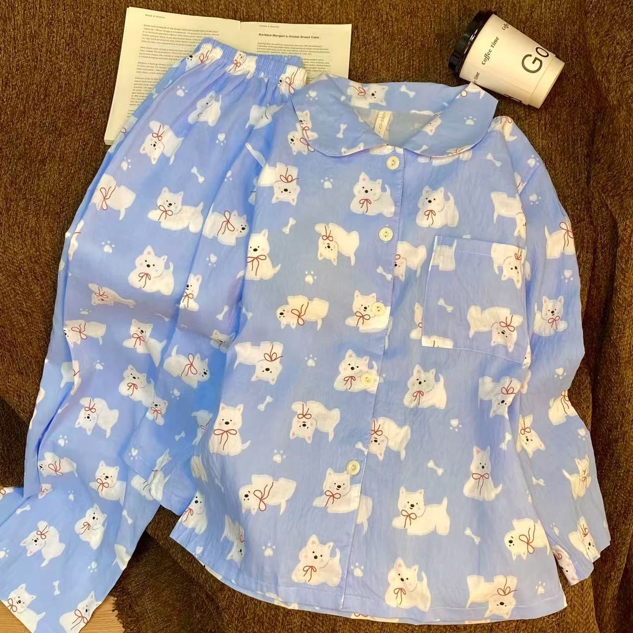 Al por mayor transfronterizo explosión con cojín de pecho primavera y otoño dulce nubes algodón pantalones de manga larga pijamas de niñas estudiantes set de ropa para el hogar