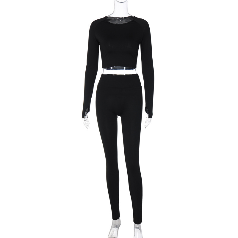 ActiveGo 2025 Autumn Winter New Fashion Long Sleeve Slim Top High Elastic Sports Yoga Pants Set Trendy Wholesale_desvips.com