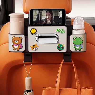 Car tissue box/set | cup holder, cartoon design - little-bear-frog-4th-generation-white