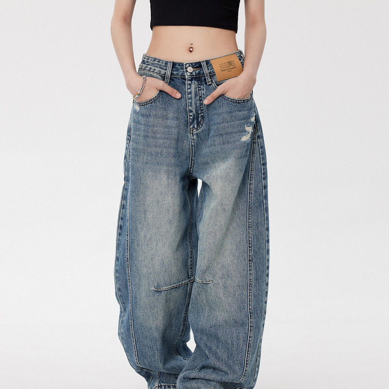 2026 Spring Hot Trend American Retro Spicy Girl High Street Vibe Washed Distressed Multi-Pocket Jeans Versatile 2026 Spring Hot Trend American Retro Spicy Girl High Street Vibe Washed Distressed Multi-Pocket Jeans Versatile