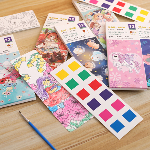 Watercolor doodle painting pad, coloring notebook, trendy self-contained paint, water-soluble, ready-to-draw painting pad, poster paint wholesale