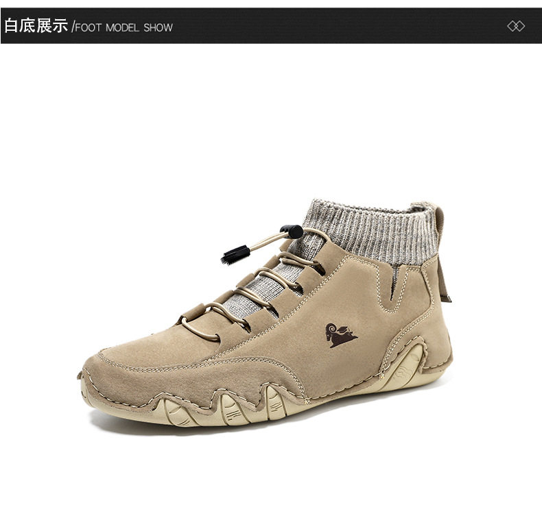 Bốt Martin cổ cao LDECK cổ vừa, thun co giãn, đế bằng, form unisex — C8007 kaki, C8007 màu xám, C8007 màu đen, C8007 đen M (kiểu lót nhung) chi tiết 36