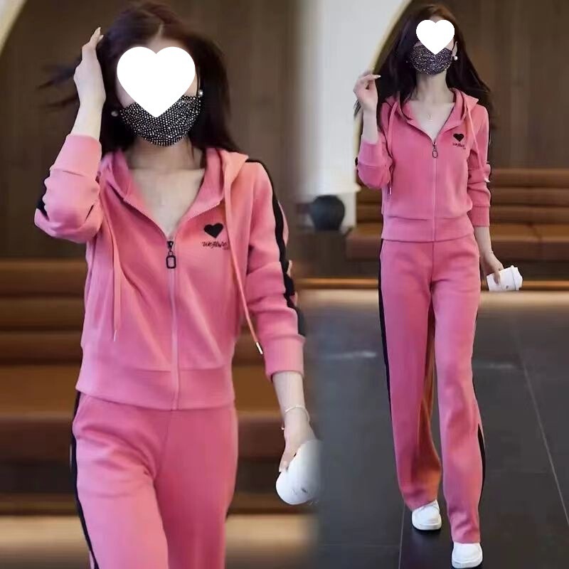 2025新款洋气减龄休闲套装新款秋季时尚显瘦阔腿裤运动服两件套|undefined