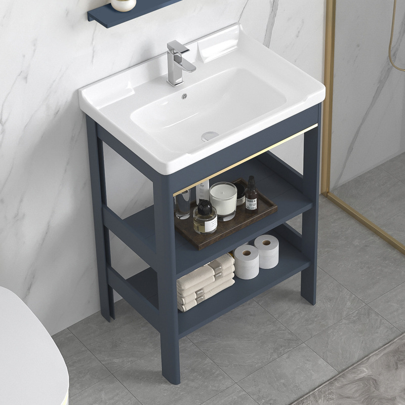 Floor Wash Basin bathroom cabinet combination space aluminum bathroom wash basin small apartment simple integrated wash table