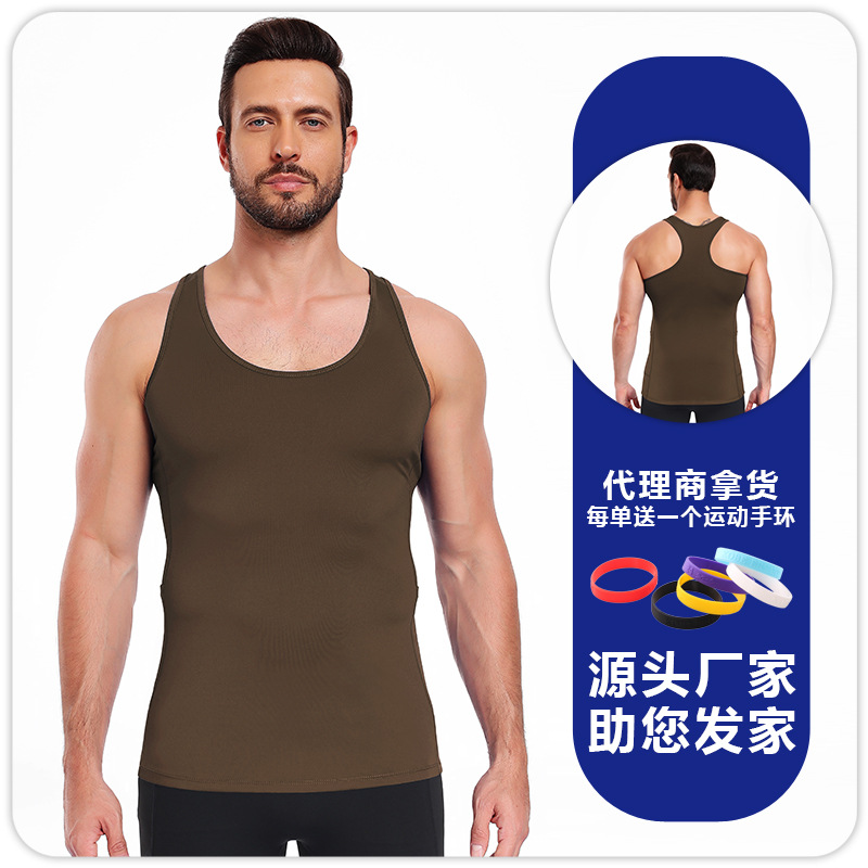 chaleco de hombre de bolsillo doble lateral de color sólido deportivo de entrenamiento image 10