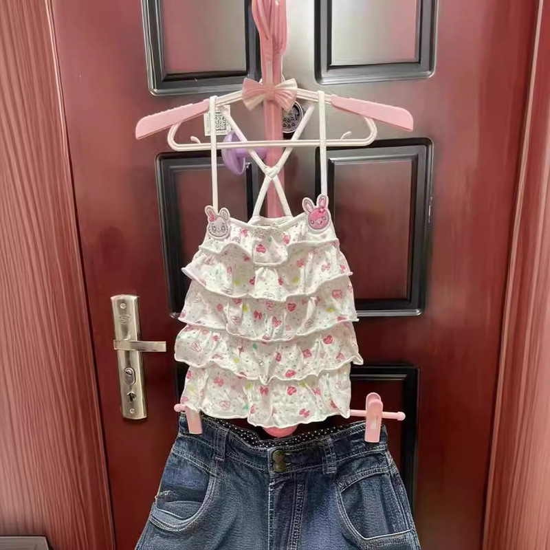 Japanese-style Cute Childish Antique Bow Camisole Girl's Summer Sweet Short Soft Girl Sweet Girl Top