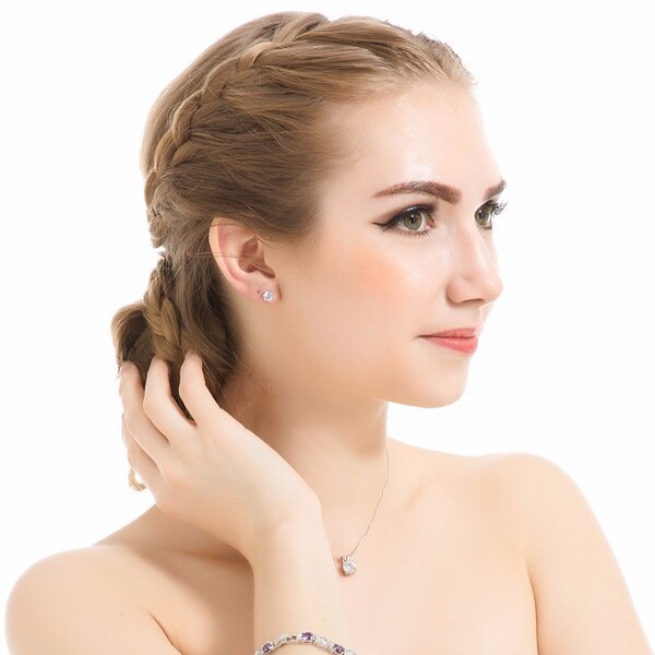Copper minimalistic earrings with zircon