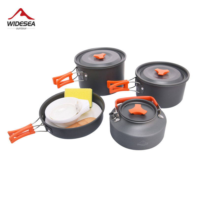 Widesea camping pot set for 3-4 people, portable outdoor pot with teapot, picnic, hiking and camping pot