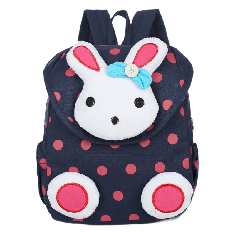 Children's Schoolbag Kidsren's Polka Dot Rabbit Canvas Cartoon Girls Boys Backpack Kindergarten 1-3-6 Years Old