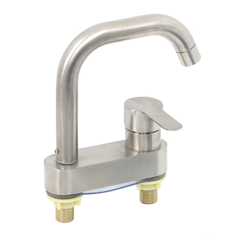 Lavabo de acero inoxidable cuenca hogar válvula mezcladora baño doble agujero lavabo caliente y fría grifo lavabo fabricante