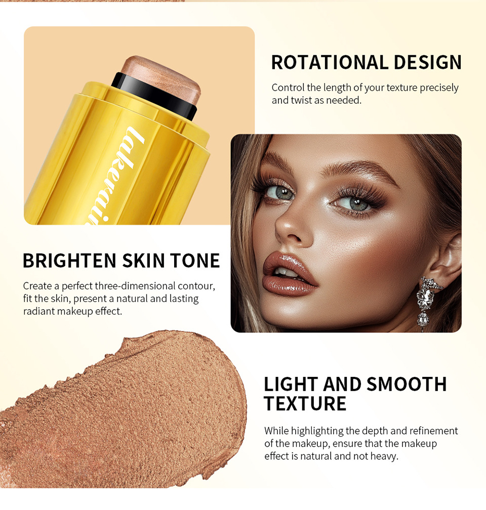 Cross-border lakerain Rotating Highlight Stick Natural three-dimensional facial contouring stick Item Picture