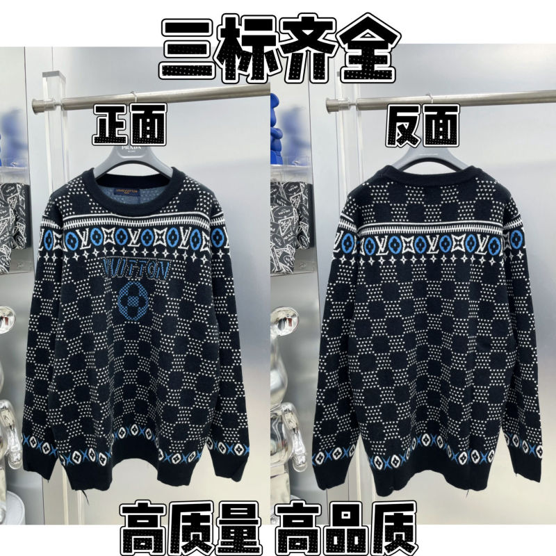 2025春秋新款潮牌字母满身logo圆领针织毛衣男女款宽松休闲上衣【|undefined