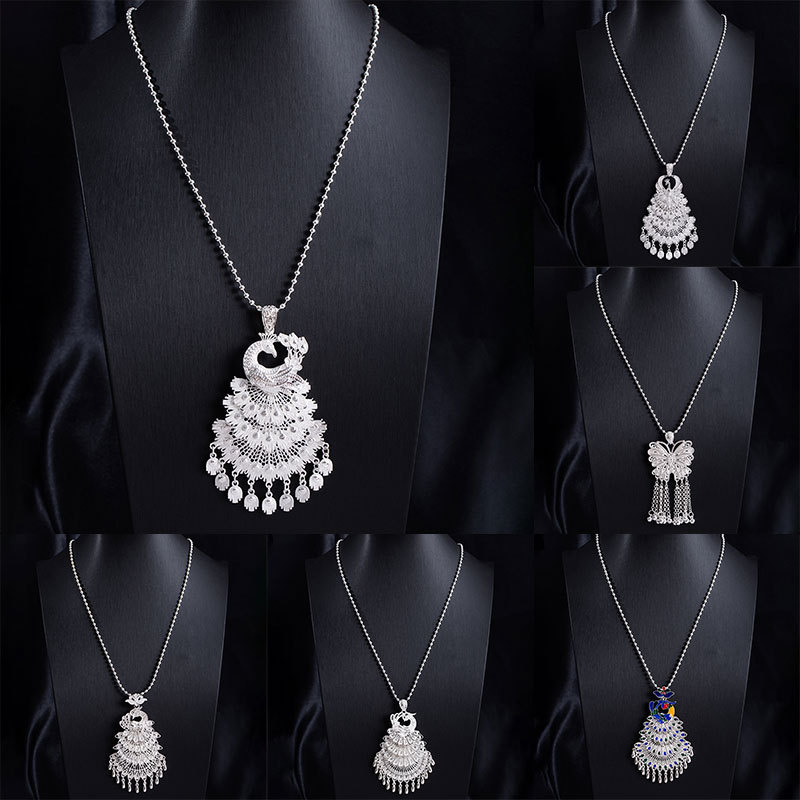 Ethnic Style Sweater Chain with Water Drop Tassels, Peacock and Phoenix Necklace, Miao and Yi Ethnic Travel Accessories Wholesale Ethnic Style Sweater Chain with Water Drop Tassels, Peacock and Phoenix Necklace, Miao and Yi Ethnic Travel Accessories Wholesale