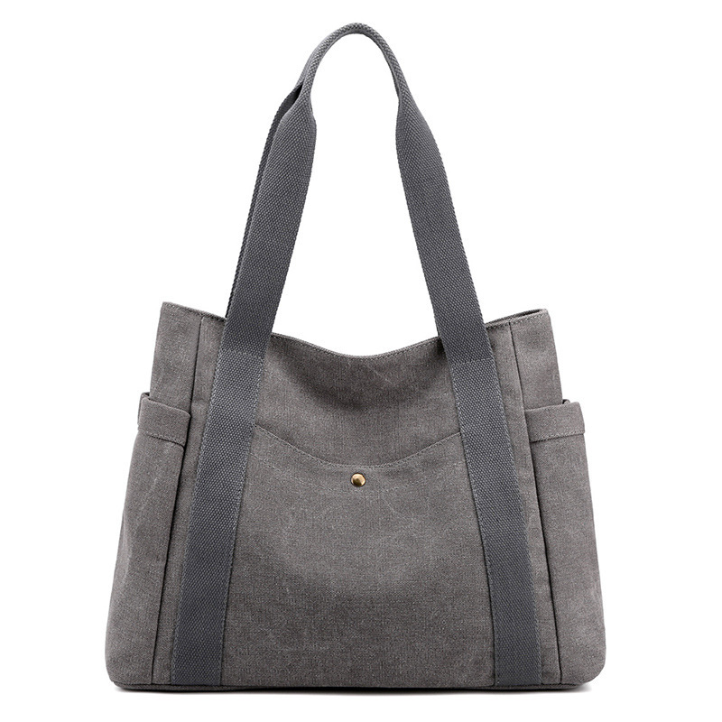 Fashion Korean Style New Handbag Canvas Tote Bag Simple Retro Large Capacity Shoulder Bag For Women - Thumbnail 2