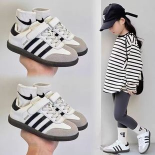 Girls' genuine leather trendy brand Deshu shoes 2025 spring and autumn new boys' shoes Korean version of children's breathable baby white shoes