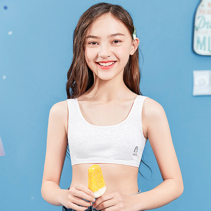 Sujetador de la muchacha de algodón estudiante ropa interior de la muchacha delgada ropa interior de desarrollo temprano de la Escuela Secundaria transpirable ropa interior inalámbrica