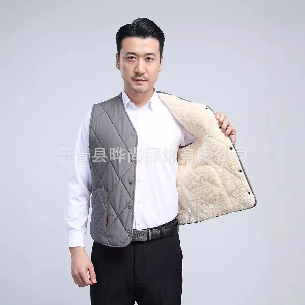 Осенний и зимний новый бархатный жилет для мужчин осенний и зимний утолщенные теплые жилки среднего и пожилого размера