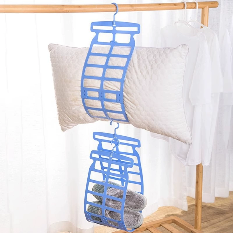 Подушка для сушки на балконе Многофункциональная плюшевая игрушка Регулируемая вешалка для сушки двойной крюк полный угол ветрозащитный держатель