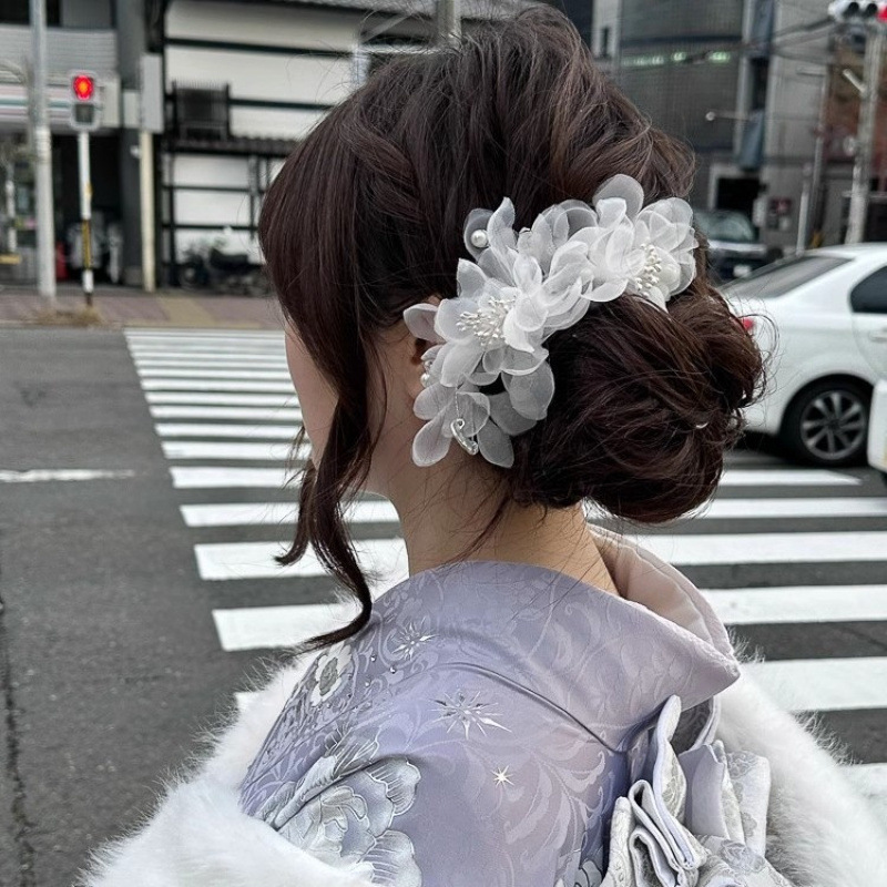Ancient-style peach blossom fairy-like handmade hair accessory, summer pink flower branch headpiece, suitable for vacation photography and performances, side clip hair accessory, Japanese and Korean style