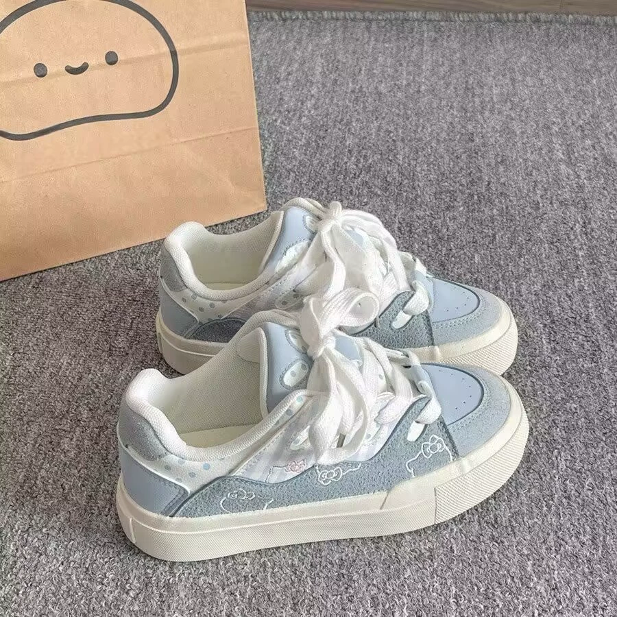 Корейская повседневная обувь женская весна и лето 2025 новая кошка нишевые хлебные туфли ins милые толстые подошвы маленькие белые туфли