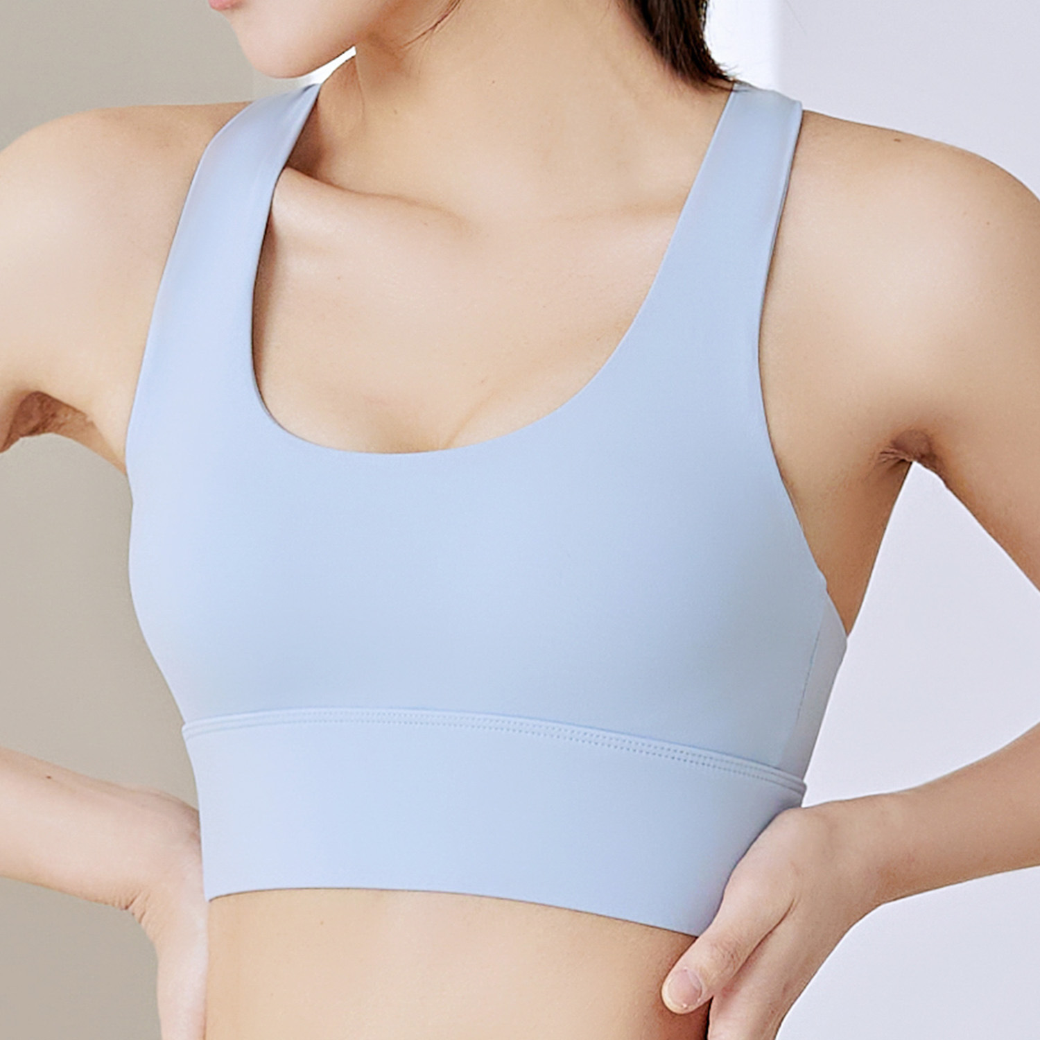 Procesamiento de sujetador de nylon de yoga personalizado, fuente de ropa interior deportiva, soporte de fábrica, prueba de imagen, etiqueta de permanente OEM