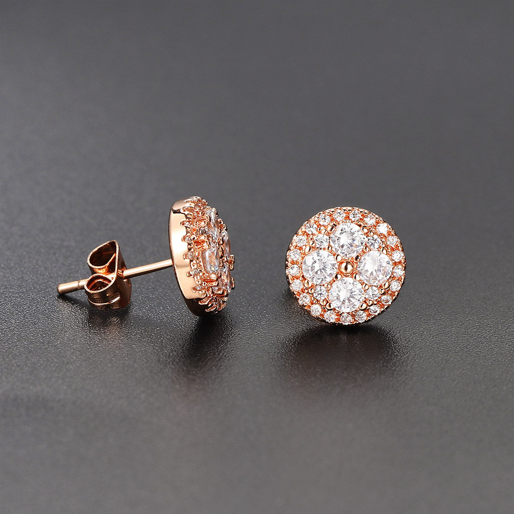 Fashion Geometric Copper Inlay Zircon Ear Studs 1 Pair