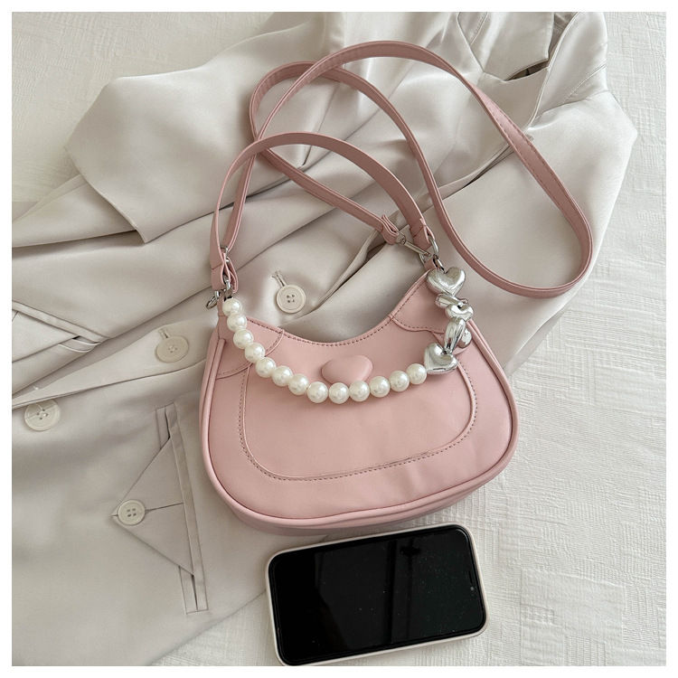 391g Weight Polyester Lining Material Beading, Sewing Thread Fashion Element Zipper Closure Type Single Shoulder Strap Strap Type Underarm Bag Bags Type Casual Occasion Pu Leather Material Heart Shape Pattern All Seasons Season Women's Gender Streetwear Style Dumpling Shape Shape Small Size Women's Small Pu Leather Heart Shape Streetwear Beading Sewing Thread Dumpling Shape Zipper Underarm Bag 2